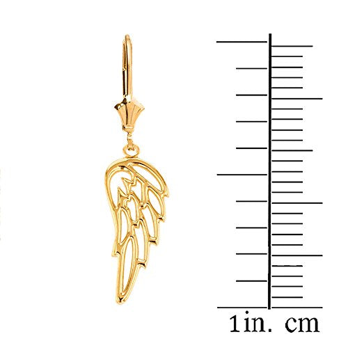 Religious Jewelry Solid 14k Yellow Gold Guardian Angel Filigree Wing Necklace and Earring Set