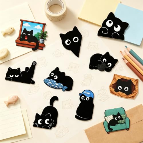 10 Pcs Cat Magnetic Bookmarks, Cute Page Markers for Reading and Gifting - color: Cat Bookmarks