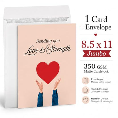 Andaz Press Jumbo Sympathy Card with Envelope, Sorry For Your Loss Card, Sending You Love & Strength, Loss Of Pets, Condolences Card with Big Blank Space to Send to Friends, Family, 8.5" x 11", 1-Pack - color: Sending You Love & Strength
