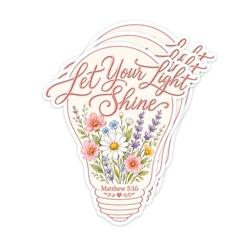 [3PCS] Let Your Light Shine Stickers, Floral Light Bulb Matthew 5:16 Design - color: Let Your Light Shine Stickers