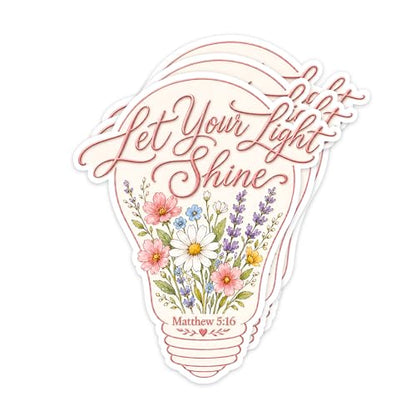 [3PCS] Let Your Light Shine Stickers, Floral Light Bulb Matthew 5:16 Design - color: Let Your Light Shine Stickers