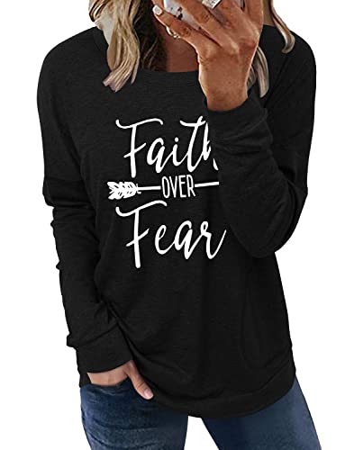 onlypuff Long Sleeve Shirts for Women Fall Fashion Tops Clothing - color: 02 Blackfaith, size: Medium
