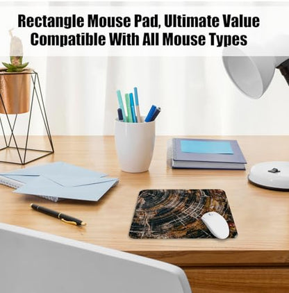 Rustic Tree Ring Mouse Pad for Desk, Abstract Wood Grain Cross Section Nature Brown Mousepads with Anti-Slip Rubber Base for Computer Laptop Home Office Desk Accessories, 9.5x7.9 Inch - color: Square mouse pad-annual ring