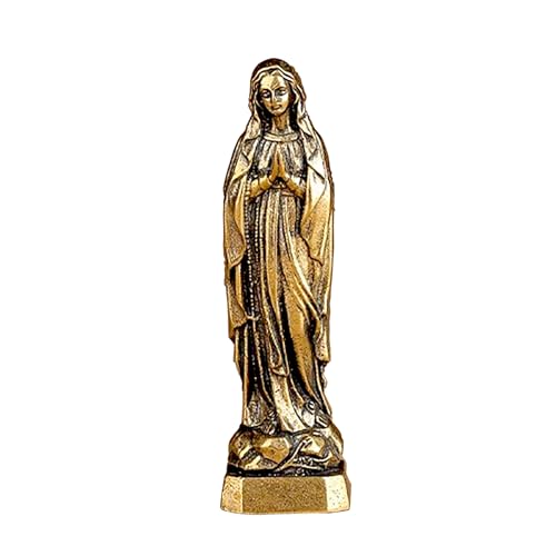 Blessed Mother Virgin Mary Statue Figurine Mini Brass Catholic Sculpture