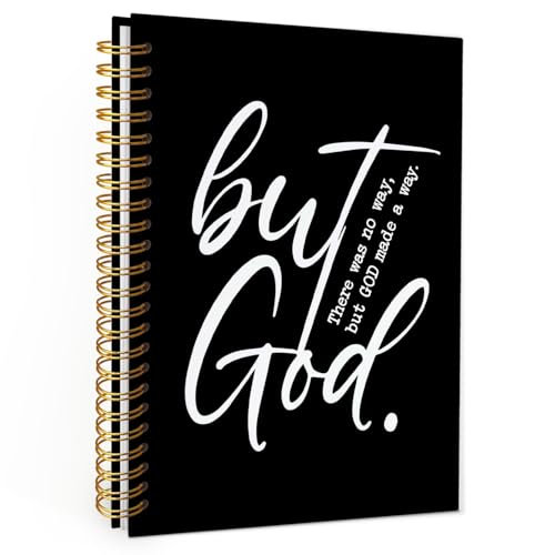 Wheatwin Bible Notebook, But God Christian Notebook Journal, Christian Gifts for Men Women, Inspirational Christian Hardcover Spiral Notebook 5.5x8.3 - Black - color: But god - Black