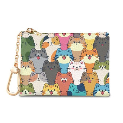 Cats Keychain Coin Purse for Women, Cute Small Change Pouch - color: Colorful Cats