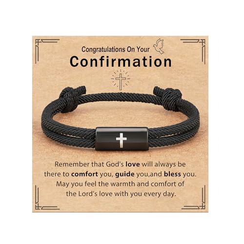 Confirmation First Communion Baptism Gifts for Boys, Cross Bracelet for Son GrandSon Nephew Brother Christian Religious Jewelry Gifts - style: Confirmation Bracelet
