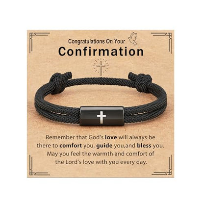 Confirmation First Communion Baptism Gifts for Boys, Cross Bracelet for Son GrandSon Nephew Brother Christian Religious Jewelry Gifts - style: Confirmation Bracelet