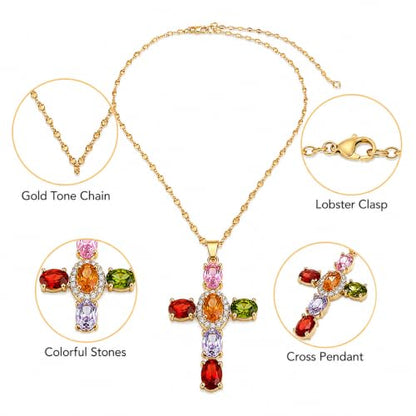 Colorful Crystal Rainbow Symbol Pendant Alloy Clavicle Necklace - color: gold