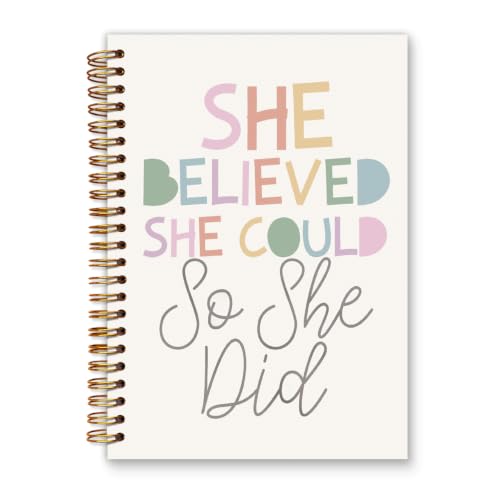 She Believed She Could So She Did Rainbow Notebook, 5.5×8.3 Inch - color: 007-Spiral