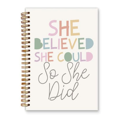 She Believed She Could So She Did Rainbow Notebook, 5.5×8.3 Inch - color: 007-Spiral
