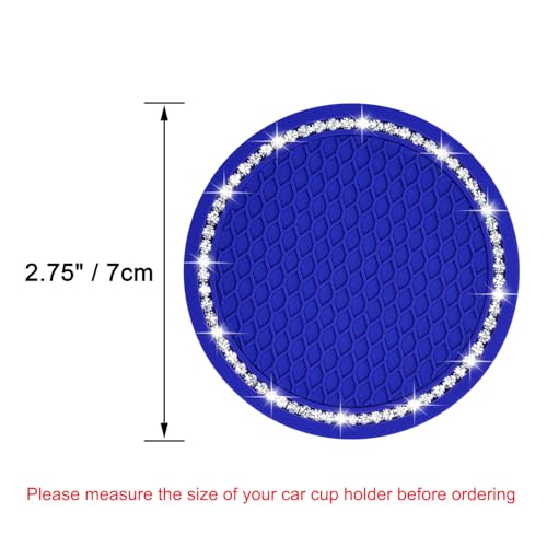 Wisdompro Bling Car Coasters, 2 Pack 2.75" Diameter Car Cup Coaster, Blue - color: Blue