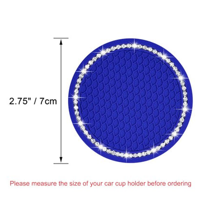 Wisdompro Bling Car Coasters, 2 Pack 2.75" Diameter Car Cup Coaster, Blue - color: Blue