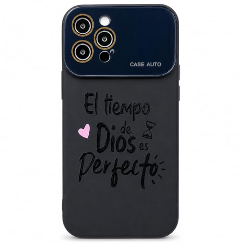 for iPhone 17 Pro Max Case God's Timing is Perfect Spanish Bible Verse Phone Case, Full Camera Lens Protection, Shockproof Drop Resistant Durable Cover (Black, iPhone 12 Pro Max) - color: black, size: iPhone 12 Pro Max