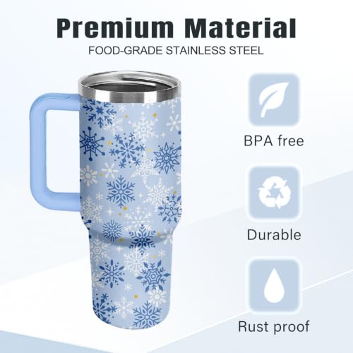 Christian Gifts for Women 40oz Tumbler - Insulated Travel Mug with Handle (Christmas Snowflake, 40 Ounces) - color: Christmas Snowflake