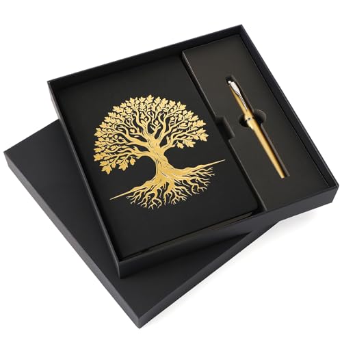 Journal and Pen Set, Tree of Life Black, A5 Lined - color: Black, style: Tree of Life