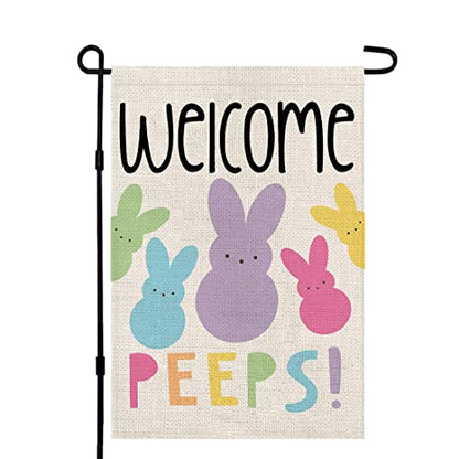 Welcome Easter Garden Flag Double Sided Vertical 12×18 Inch Bunny Banners Spring Yard Outdoor Farmhouse Decoration DF019 - size: 12" X 18"