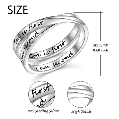 YinShan 925 Sterling Silver Inspirational Ring I am Enough Rings/God Grant Me The Serenity/Always Remember You Are Braver for Women Girls Size 6-9 - style: God is First