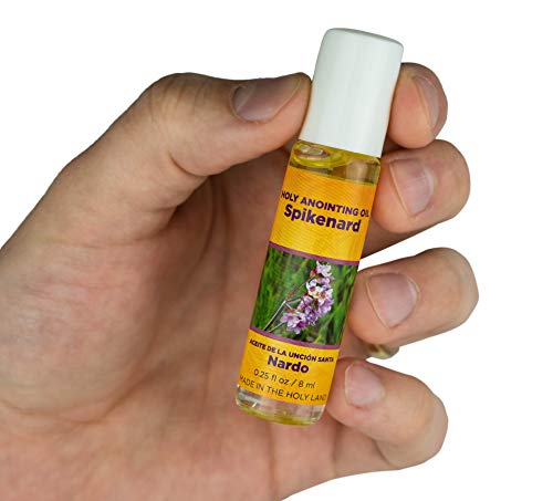 Spikenard Anointing Oil from Israel Boxed Gift Set with Dispenser, Holy Jerusalem Oil & Gold Metal Keychain Bottle Container, Plastic Dropper & Small Glass Vial, Aceite Ungido y Botella - color: Gold, style: Spikenard