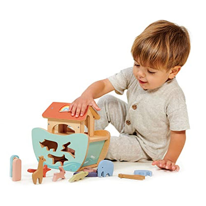 Tender Leaf Toys - Little Noah’s Ark - Wooden Animal Shape Sorting Toy - Compact and Made for Little Hands, Improve Hand-Eye Coordination and Concentration for Boys and Girls - Age 2+