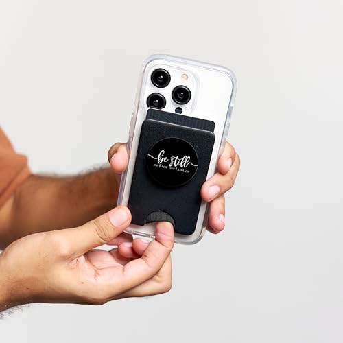 be still and know that I am god, for christian phone PopSockets PopGrip: Swappable Grip for Phones & Tablets PopSockets PopWallet for MagSafe - style: Magnetic PopWallet