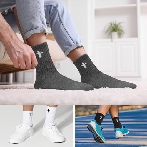 16 Pairs Christian Cross Socks Bulk Religious Elastic Crew Socks Christian Gifts for Men Women - color: Multicolor