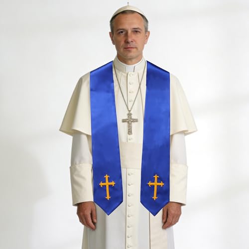 Clergy Stole & Choir Stole with Embroidered 60/72" - color: Royal Blue, size: 60 inch