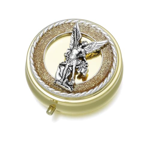 KOMI 6mm Glass Pearl Rosary Beads Catholic for Women with Metal Rosary Box Religious Gifts - style: St Michael-white