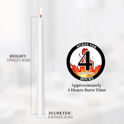 KONNI White Taper Candles, 10 Inch Long Tapered Candle, 10 Pack - color: White