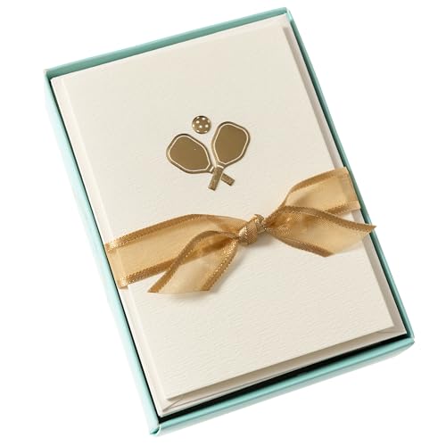 Graphique Pickleball Cards, Pack of 10 Cards with Envelopes, All Occasion Greetings, Blank Inside, Embossing and Gold Foil Accents, La Petite Press Collection Boxed Set, 3.25" x 4.75" - color: Pickleball Rackets
