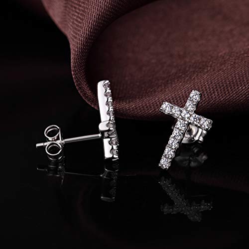 Han han 925 Sterling Silver Cross Earrings for Women and Men - style: D-CZ cross earrings