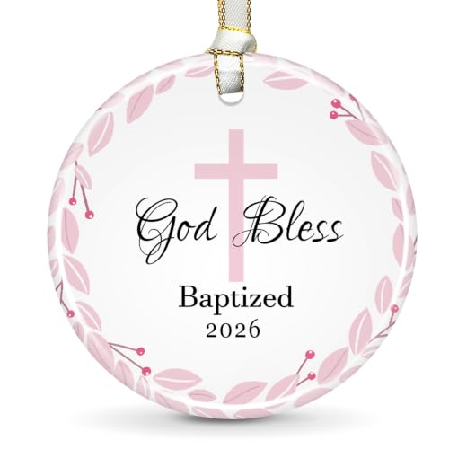 Baptism Gifts for Girls, God Bless Cross Ornament - color: Color9