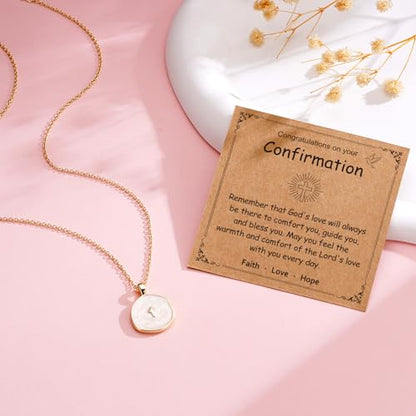 Cross Necklace for Granddaughter Daughter Jewelry Gifts - color: White, style: Confirmation