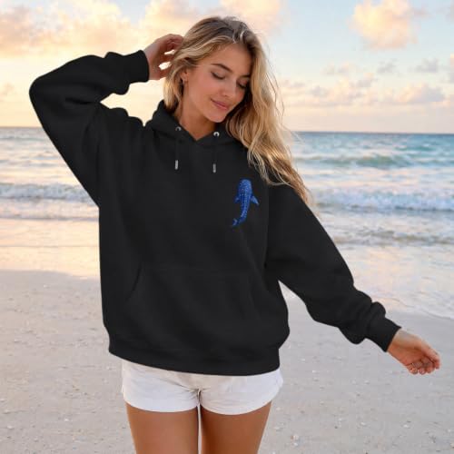 BeWithYou Christian Whale Shark Hoodies for Women Jesus Faith Sweatshirts God Religious Hoodie Bible Verse Graphic Pullover - color: Black, size: Medium