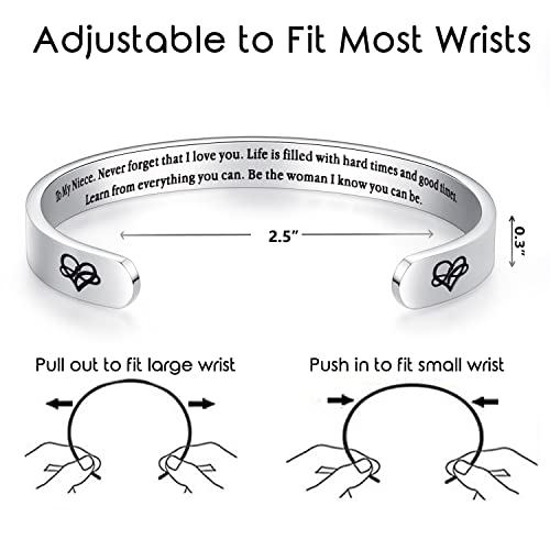 TONY & SANDY Cuff Bracelets for Women Teen Girls Best Friend Sister Mom Daughter Granddaughter Easter Birthday Mother's Day Christmas Stocking Stuffers for Teen Girls Women Jewelry - style: 1 - Niece Gifts - To my niece, never forget that I love you...Be
