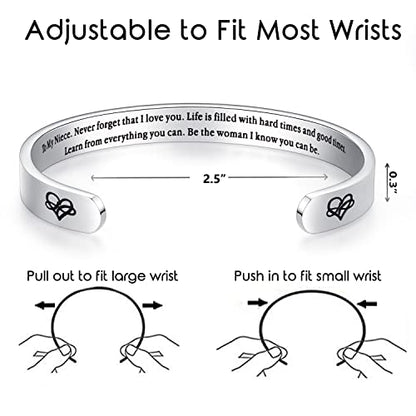 TONY & SANDY Cuff Bracelets for Women Teen Girls Best Friend Sister Mom Daughter Granddaughter Easter Birthday Mother's Day Christmas Stocking Stuffers for Teen Girls Women Jewelry - style: 1 - Niece Gifts - To my niece, never forget that I love you...Be