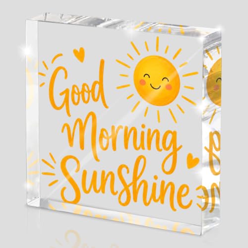 Inspirational Good Morning Beautiful Decor, Sunshine Word Art Signs, Good Morning Sunshine, Rustic Decor for Desk Table Counter Shelves, Sign for Office Home Dorm Room Nursery Playroom Wall Shelf - color: morning