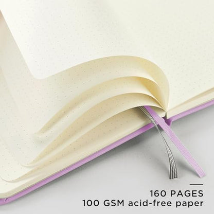 &And Per Se Dotted Journal Notebook, A5 Hardcover Aesthetic Dotted Notebook – 160 Pages 100gsm Thick Dot Grid Paper, 3 Sticker Sheets – Gift-Ready Journaling Kit for Women (Lavender) - color: l.Lavender with Pattern, style: Dotted with Pattern