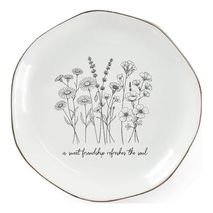 A Sweet Friendship Refreshes The Soul Ring Dish – Ceramic Jewelry Tray for Birthday, Bridesmaid, BFF, Inspirational Trinket Holder - color: A Sweet Friendship Refreshes The Soul-02