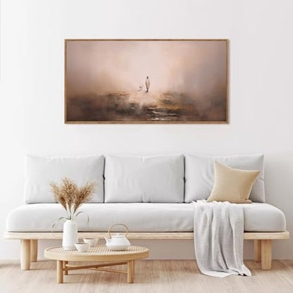 Aurlan Jesus Good Shepherd Lost Sheep Framed Canvas Wall Art 40x20 Inch - color: Jesus Leaves The 99 Parable of The Lost Sheep, size: 40"L x 20"W