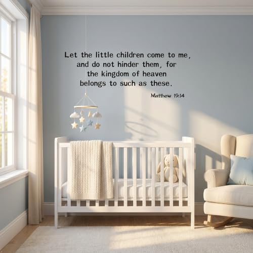 Blinggo Matte Black Matthew 19 14 Bible Vinyl Wall Decal Christian Faith (Black, 35'' Width) - size: 35'' Width