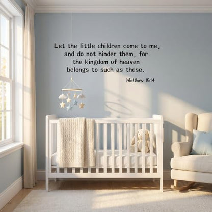 Blinggo Matte Black Matthew 19 14 Bible Vinyl Wall Decal Christian Faith (Black, 35'' Width) - size: 35'' Width