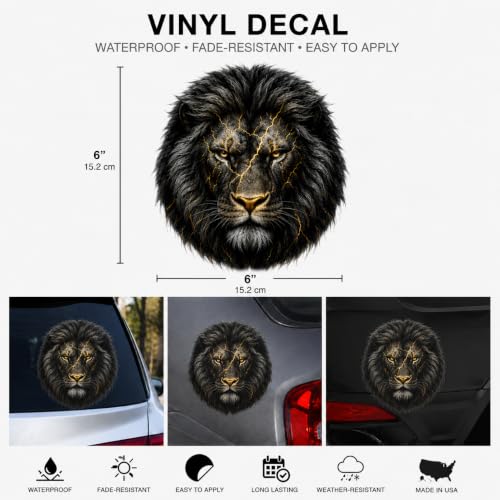 Lion of Judah Vinyl Decal, Christian Lion Car Window Sticker, Waterproof Transparent DTF Decal, Religious Lion Head Sticker for Truck Laptop Tumbler Christian Gift, 6 inches