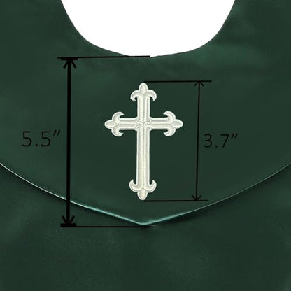 GradPlaza Unisex V Shape Church Choir Stole with Gold or White Embroidery Cross for Adults Church - color: Forest Green, style: White Cross