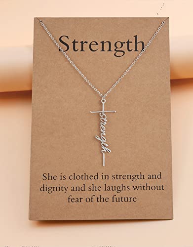 Lcherry Faith Cross Pendant Necklace for Women Religious Christian Jewelry Birthday Christmas Gifts for Women - style: 3-strength