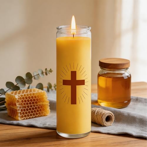 1 Pack Beeswax Prayer Candles, Devotional Candles in Glass - size: 1