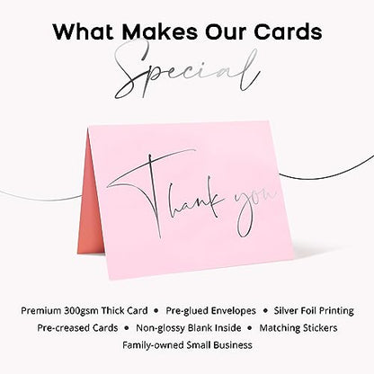 GardenCity Thank You Cards - 30 Pack (Blush Pink) - color: Blush Pink / Silver Foil