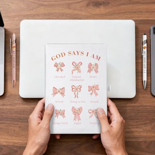 Bible Journal and Pens Set, A5 Notebook for Prayer, Scripture Writing & Bible Study & Daily Note-taking, Christian Gifts with 2 Inspirational Pens,5.7 * 8.2 Inch,192 Pages (Design 02, White) - color: White, style: Design 02