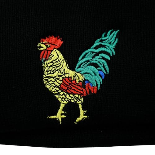 Cat Dad Beanie Hat Winter Cuffed Knit Hat Skull Watch Cap Embroidery Fisherman Beanies for Women Men Unisex - color: Rooster