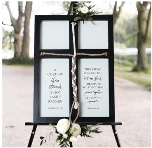 LOSOUR A Cord of Three Strands Wedding Sign,17x23in Marriage Devotional for Couples, Wedding Ceremony Sign For Couple, Anniversary Ideas for Couple (Black, 17 * 23) - color: Black, size: 17*23